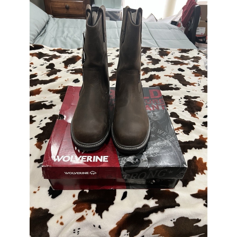 Wolverine Men's Floorhand Wellington Slip-On 10"  Boots Dark brown Size 10EW NIB